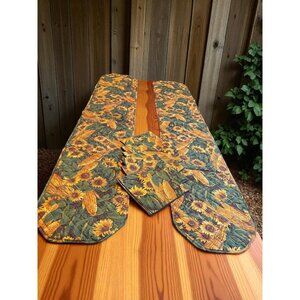 Set of 2 Quilted Handmade Sunflower and Corn Fall Table Runners and 6 Napkins